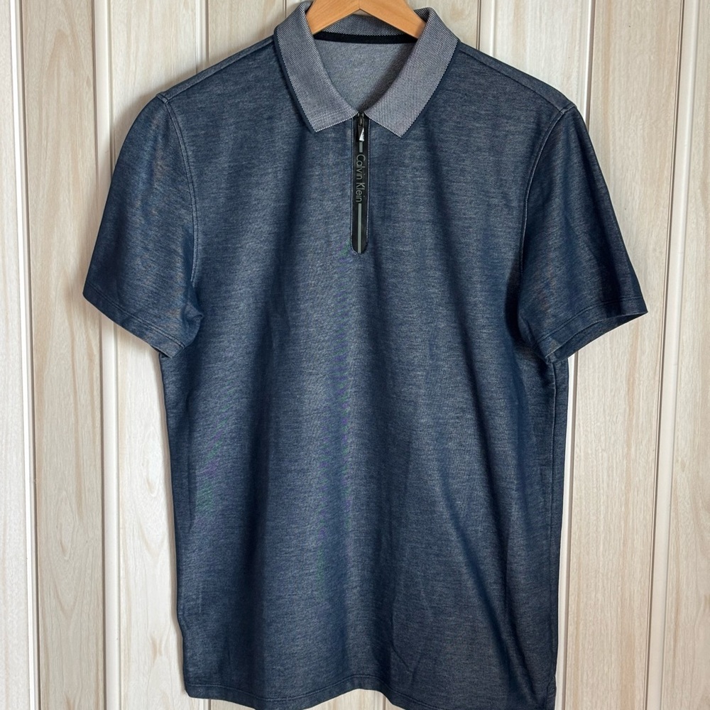 Calvin Klein Blue Polo Shirt Slim Fit Cotton